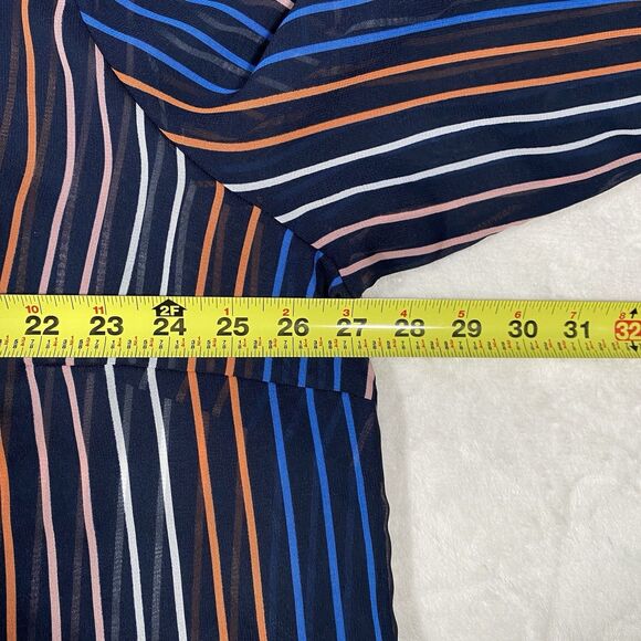 Attention Women's Plus Sz 3X Black Sheer Button Down Top Stripes Artsy Unique - Picture 6 of 9